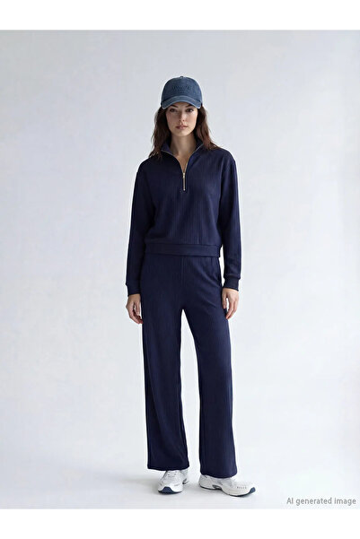 LC Waikiki Navy Blue Soft Touch Oversize Women's Sweatshirt