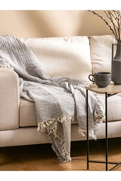 LC Waikiki Gray Tasseled Tv Blanket 130X170 cm