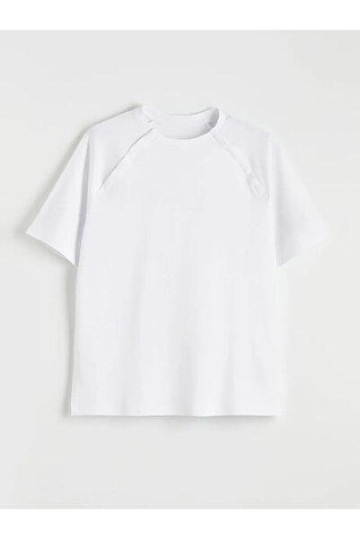 LC Waikiki White Easy-To-Wear Women's T-Shirt with Snap Buttons on the Shoulder