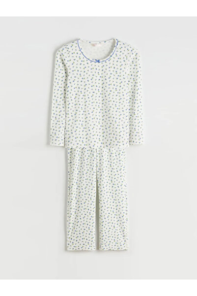 LC Waikiki Ecru U-Neck Floral Women's Pajama Set