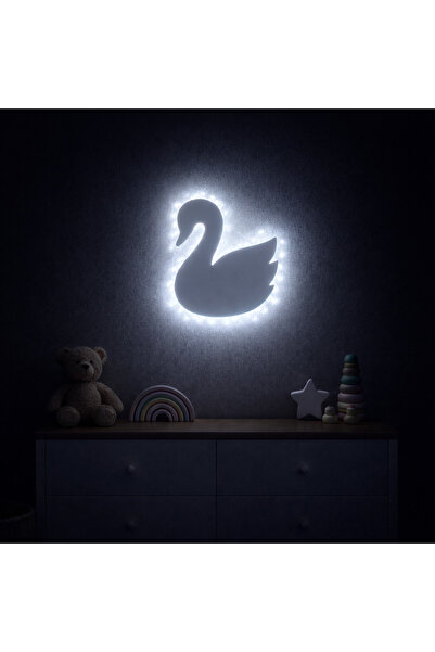 MB DEKOR ATÖLYESİ Kuğu Figürlü LED Duvar Lambası – Beyaz Işıklı Peri Led MDF ...