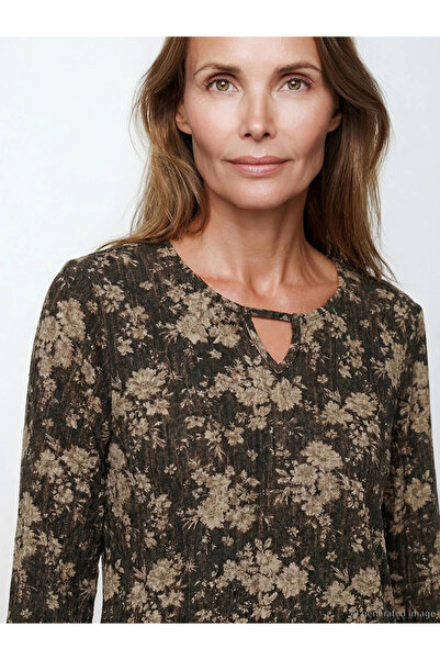 LC Waikiki Black Crew Neck Floral Blouse