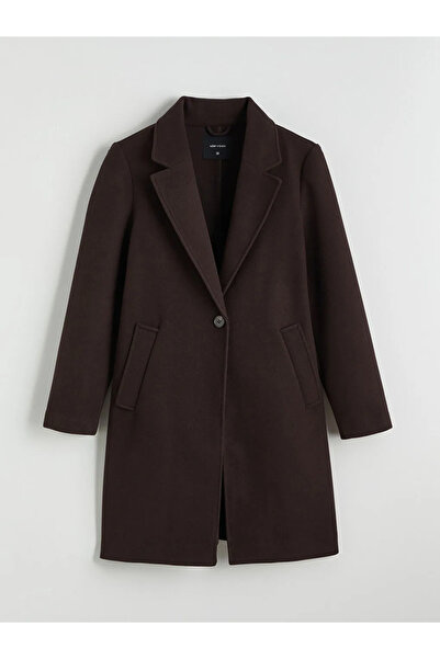 LC Waikiki Brown Jacket Collar Women's Cashmere Coat