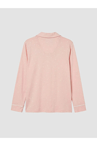 LC Waikiki Pink shirt collar heart Printed women's pajama set