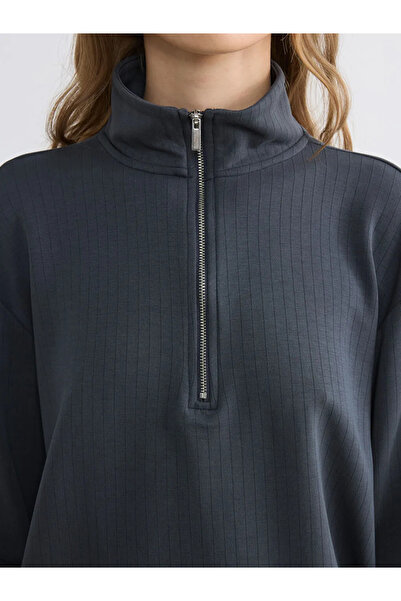 LC Waikiki Anthracite Soft Touch Oversize Women's Sweatshirt