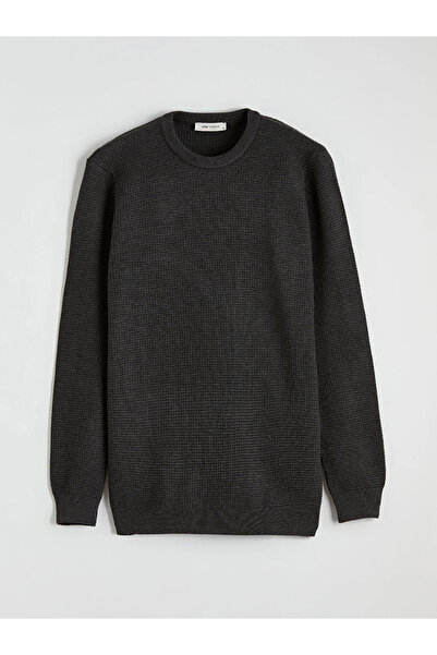 LC Waikiki سترة تريكو رجالية ذات ياقة دائرية ونسيج قرص العسل من أنثراسايت