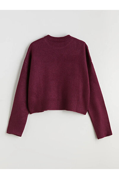 LC Waikiki Pulover de damă supradimensionat cu guler rotund Plum