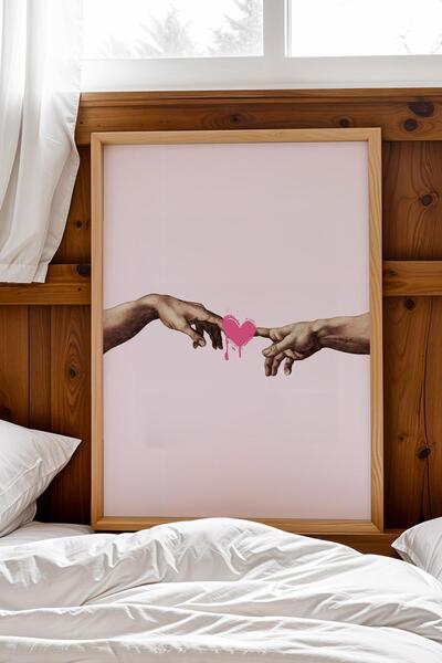 Saturn The Creation of Adam Michelangelo Framed Painting Valentine's Day Anni...