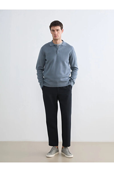 LC Waikiki Blue Polo Neck Men's Knitwear Sweater