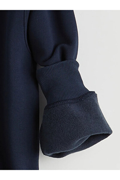 LC Waikiki Navy blue kangaroo pocket women's thick hoodie