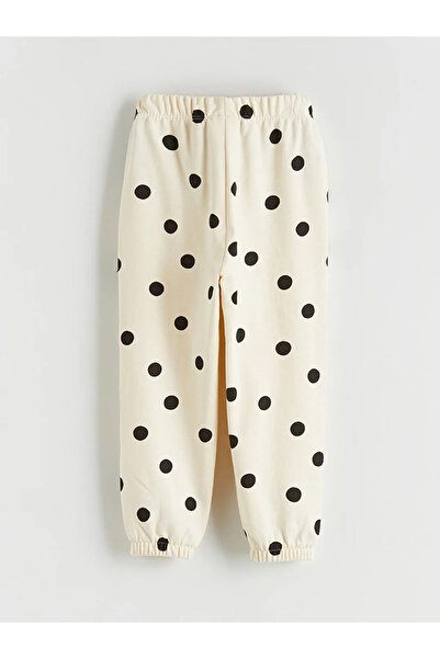 LC Waikiki Παντελόνι Τζόγκερ για κορίτσια σε χρώμα εκρού με πουά