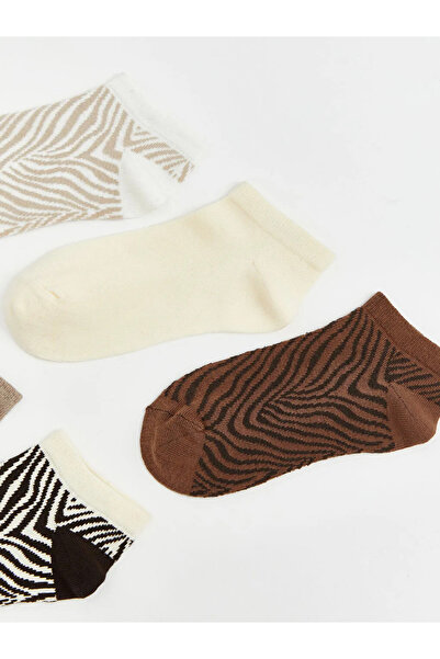 LC Waikiki Дамски чорапи до глезена с шарка в екрю, комплект от 5