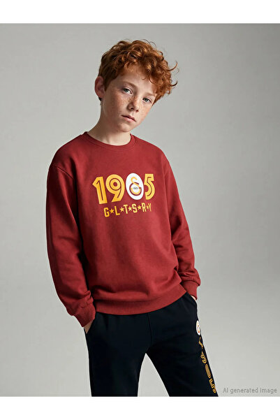 LC Waikiki Crvena deblja majica za dečake Galatasaray Štampano