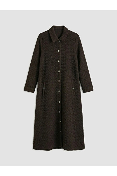 LC Waikiki Brown Shirt Collar Textured Women's Ferace