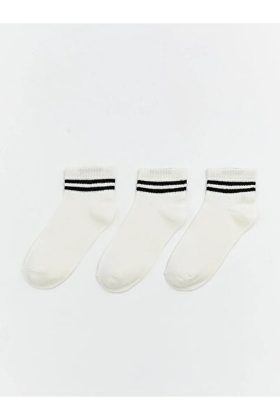 LC Waikiki White Striped Women's Booties Socks 3-Piece