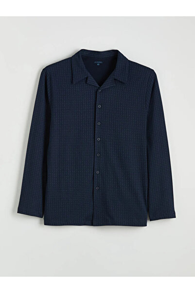 LC Waikiki Navy Blue Standard Fit Men's Buttoned Pajama Set