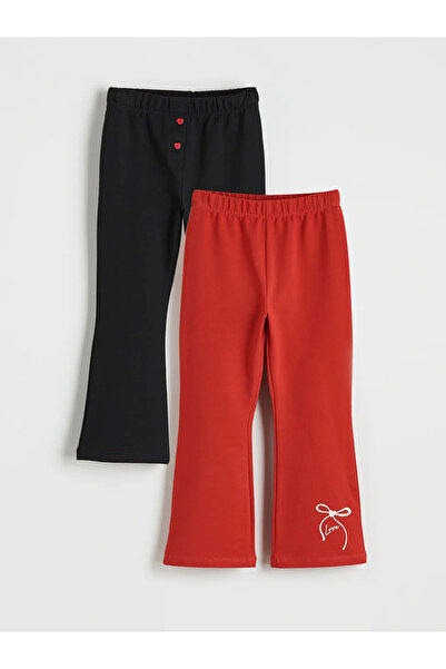 LC Waikiki Черни чорапогащи с панделка и испански крачол за момичета, 2 броя ...