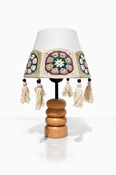 nijiartdesign Layered Natural Wood Base, Crochet Motif, Tassel, Rustic Look L...