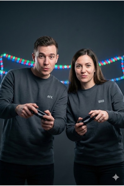 PERISENSE Dear Couple Combination Printed 2-Piece Cotton 3-Yarn Hoodless Over...