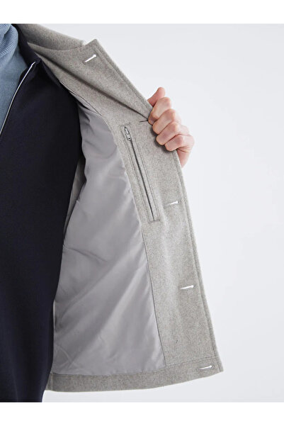 LC Waikiki Beige Standard Fit Shirt Collar Men's Cashmere Coat