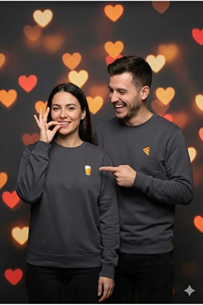 PERISENSE Dear Couple Combination Printed 2-Piece Cotton 3-Yarn Hoodless Over...