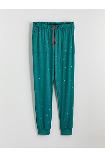 LC Waikiki Turquoise bicycle collar patterned women's pajama set