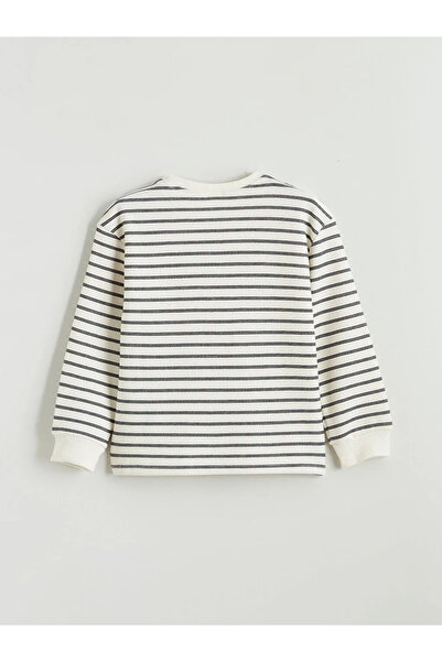 LC Waikiki Black Striped Long Sleeve Boys' T-Shirt
