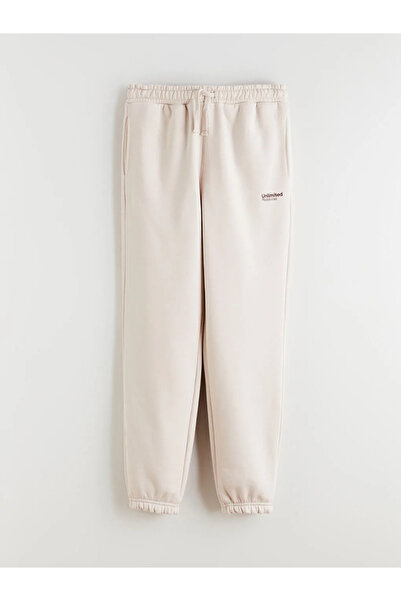 LC Waikiki Pantaloni de trening groși pentru băieți, brodați, bej