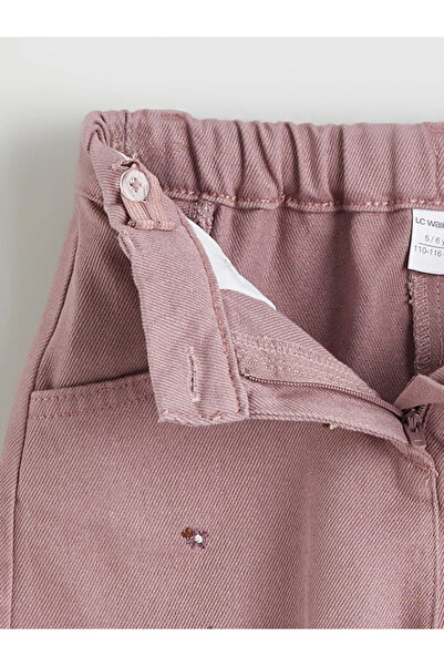 LC Waikiki Pantaloni de fetiță lila cu talie elastică și imprimeu floral