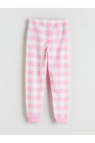 LC Waikiki Pantaloni de pijama pentru fete, albi, din fleece, cu talie elastică