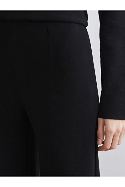 LC Waikiki Black Elastic Waist Wide Leg Women's Trousers