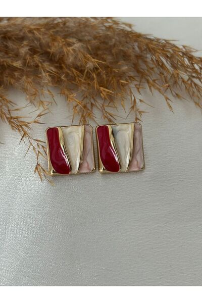 BIJUTERI Pearlescent Colorful Square Plate Earrings