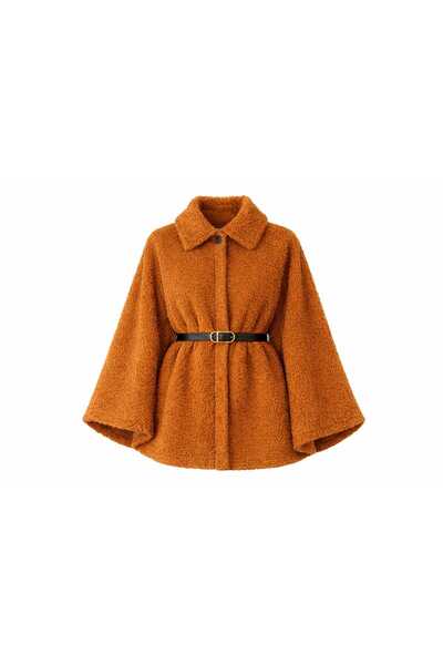 PENGORA Plush Poncho with Belt for Women
