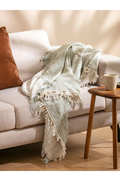 LC Waikiki Green Tasseled Tv Blanket 130X170 cm