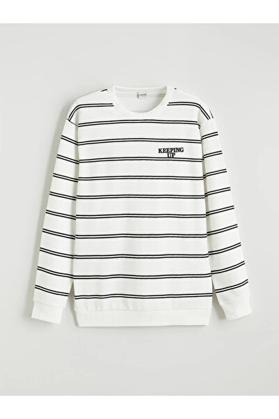 LC Waikiki Μαύρο ριγέ φούτερ για αγόρια