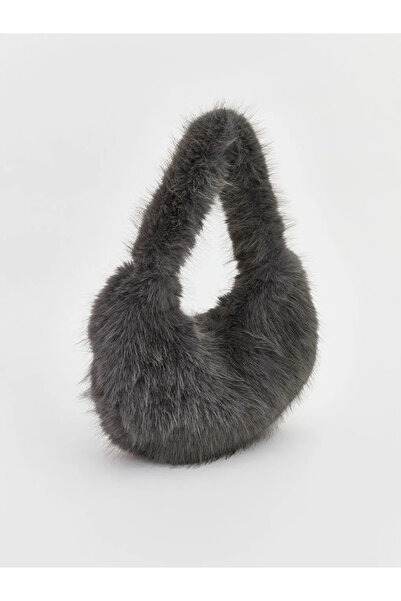 LC Waikiki Anthracite Fur Women's Baguette Bag