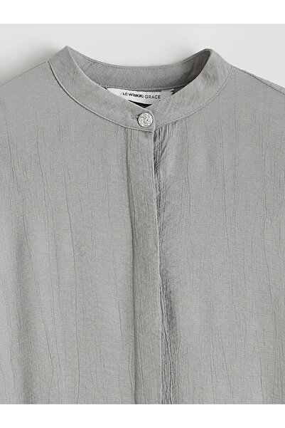 LC Waikiki Gray Judge Collar Textured Women's Shirt Tunic