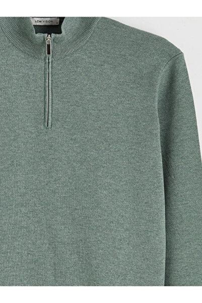 LC Waikiki Blue Mock Neck men's knit sweater