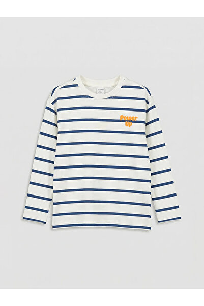 LC Waikiki Mornarsko plava okrugla kragna Prugasto dečija majica