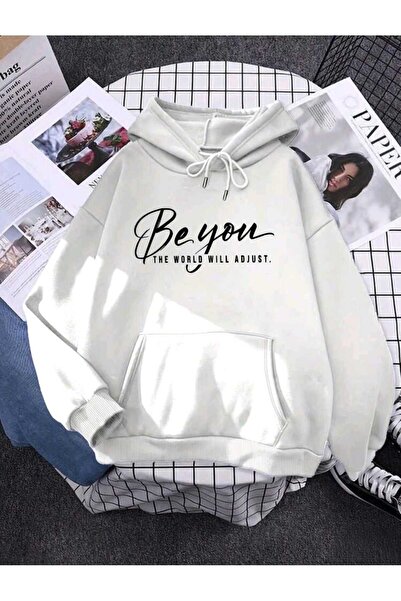DİVİN Trendy Lettered Oversize Sweatshirt Warm and Comfortable
