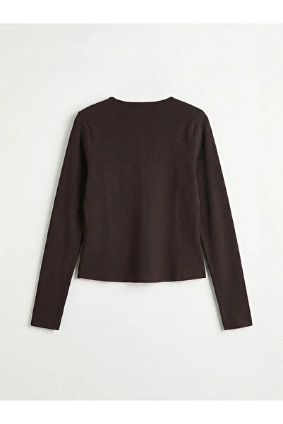 LC Waikiki Brown V-Neck Women's Knitwear Cardigan