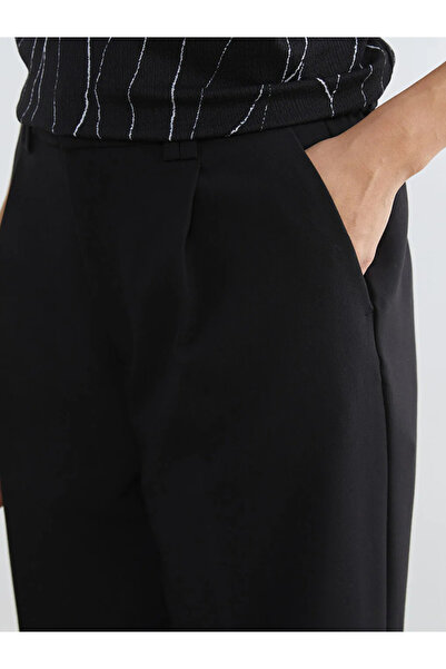 LC Waikiki Black Elastic Waist Women's Pleated Trousers