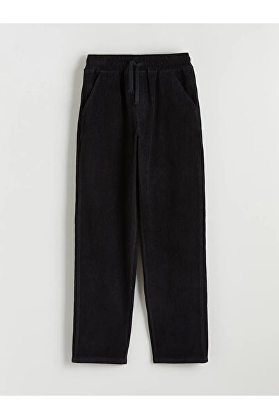 LC Waikiki Pantaloni negri din catifea pentru băieți cu talie elastică