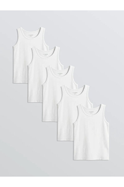 LC Waikiki White boy's combed cotton underwear tank top 5-pack