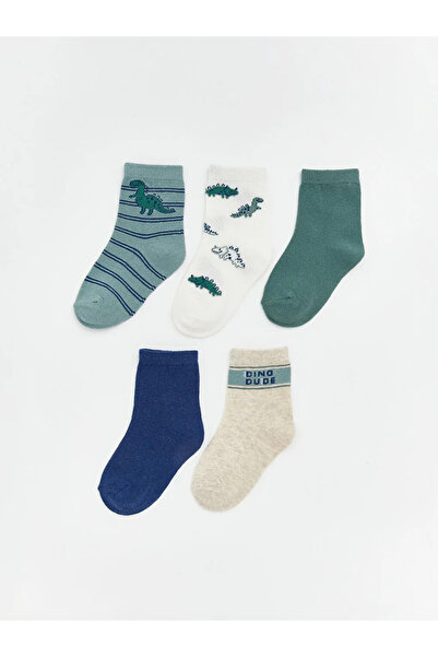 LC Waikiki Blue Patterned Baby Boy Socks 5-Piece Set