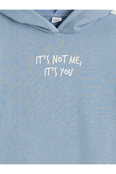 LC Waikiki Blue Printed Girls' Thick Sweatshirt