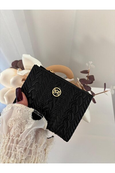 Laletto Kadın Örgü Detaylı Kabartmalı Suni Deri Cüzdan