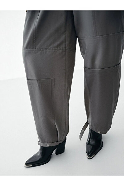 LC Waikiki Gray Functional Loose Fit Women's Trousers with Pockets