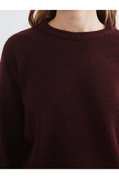 LC Waikiki Burgundy Crew Neck Women's Knitwear Sweater
