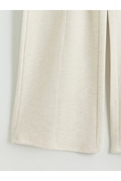 LC Waikiki Beige Elastic Waist Wide Leg Women's Trousers